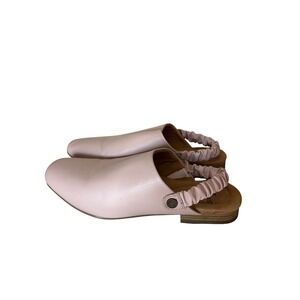 Earth Origins Womens 9.5 Dusty Pink Leather Ruffle Slingback Mules Shoes Ballet